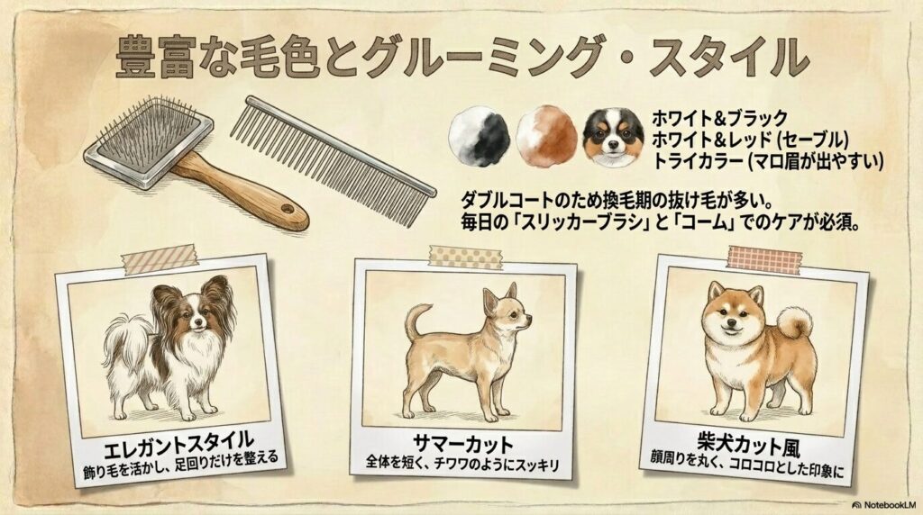 パピチワの身体的な特徴まとめ。成犬時の予想体重、両親からの遺伝による見た目の違い、豊富な毛色と抜け毛ケア・カットスタイルについて