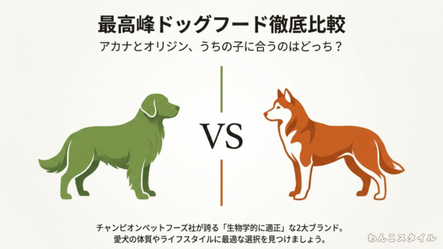 アカナとオリジンの動物性原材料と炭水化物の割合を比較した図解