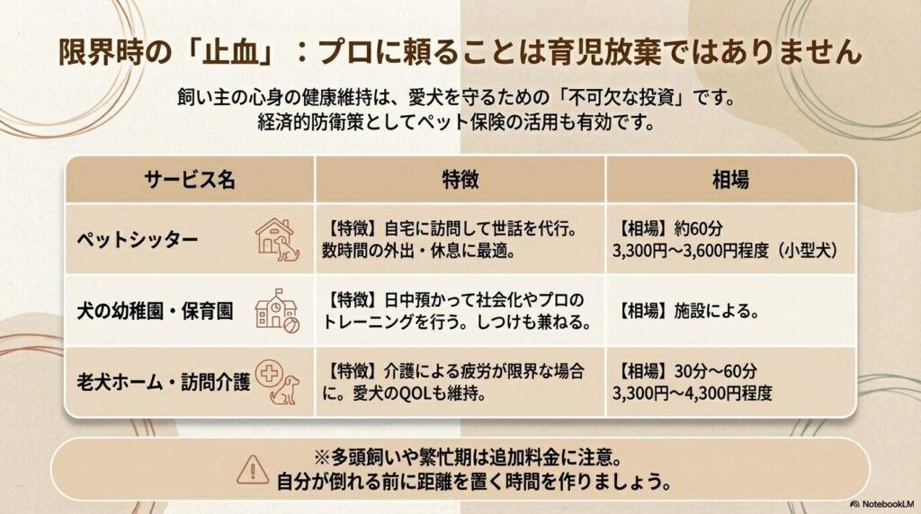 限界を感じた時に頼れるペットシッターや犬の保育園などの外部サービス