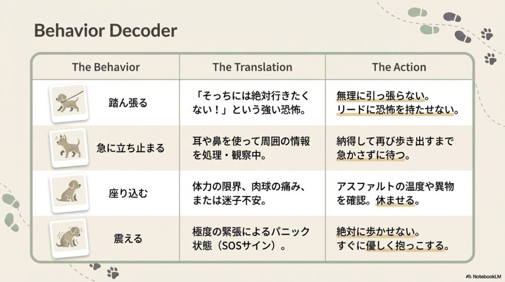 踏ん張る、立ち止まるなど散歩で歩かない子犬の行動の意味と対策一覧