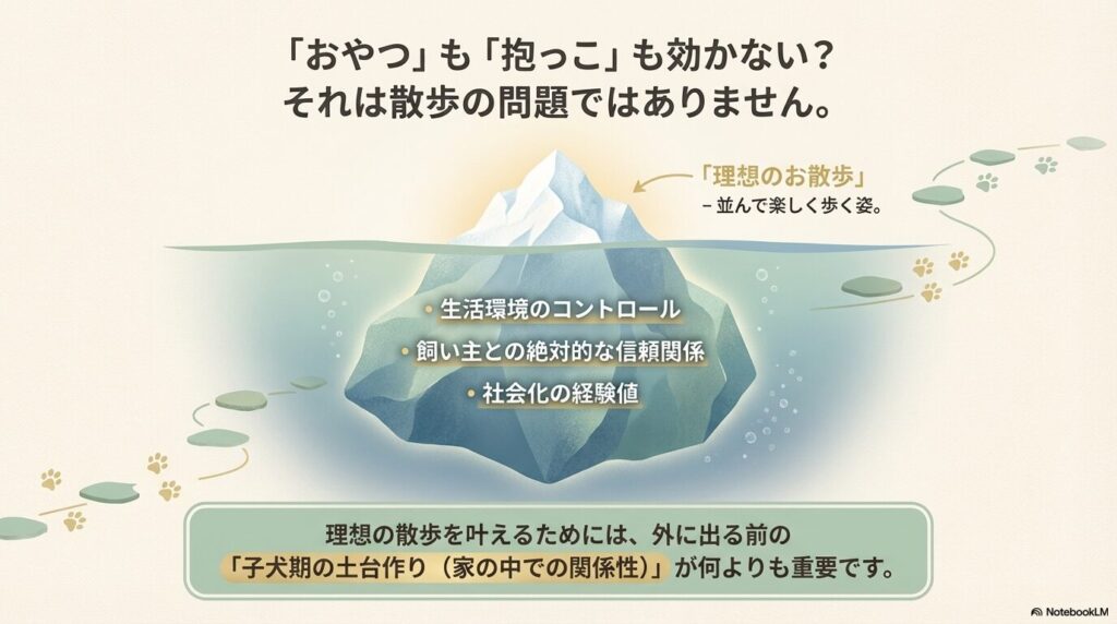 理想の散歩を叶えるためには家の中での子犬期の土台作りが重要