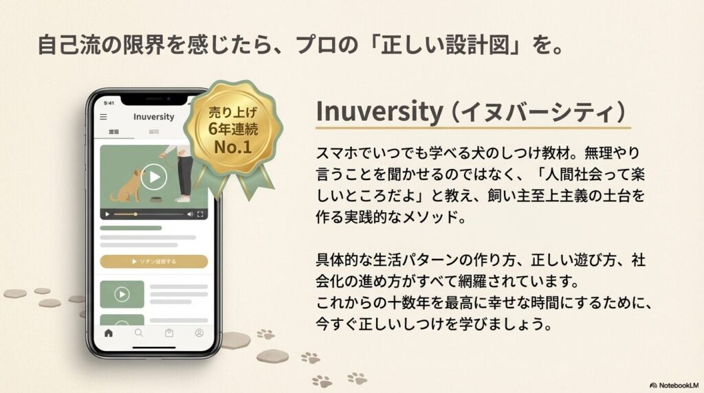 スマホで学べる売り上げNo.1の犬のしつけ教材イヌバーシティ