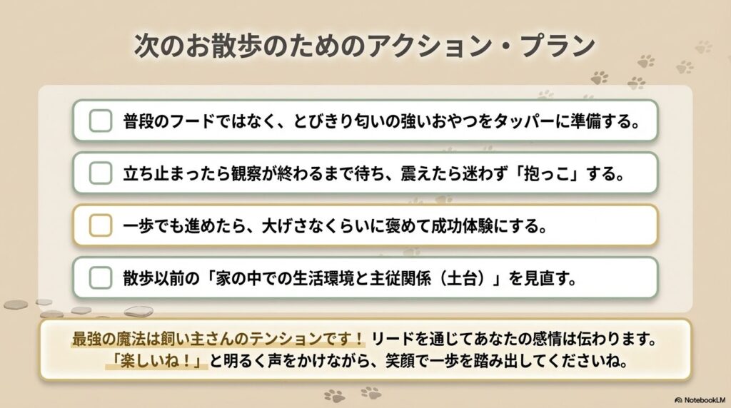 次のお散歩のための4つの具体的なアクションプラン