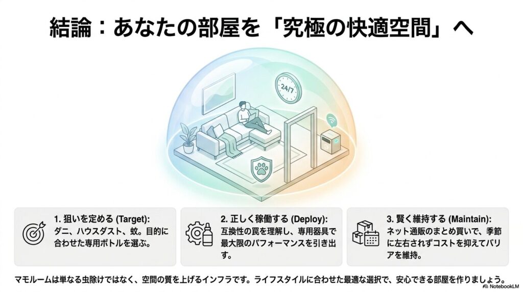 マモルームで究極の快適空間を作るための3つのステップ(ターゲット選び、適切な稼働、賢い維持)