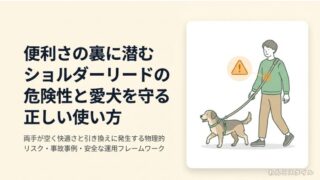便利さの裏に潜むショルダーリードの危険性と愛犬を守る正しい使い方を解説するタイトルスライド