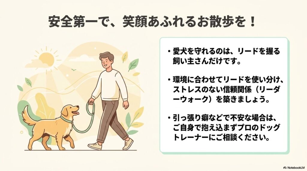 安全第一で笑顔あふれるお散歩を(リードを使い分けてストレスのない信頼関係を築く)