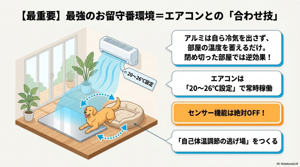 犬のお留守番時の最強の暑さ対策となるエアコンとアルミプレートの併用